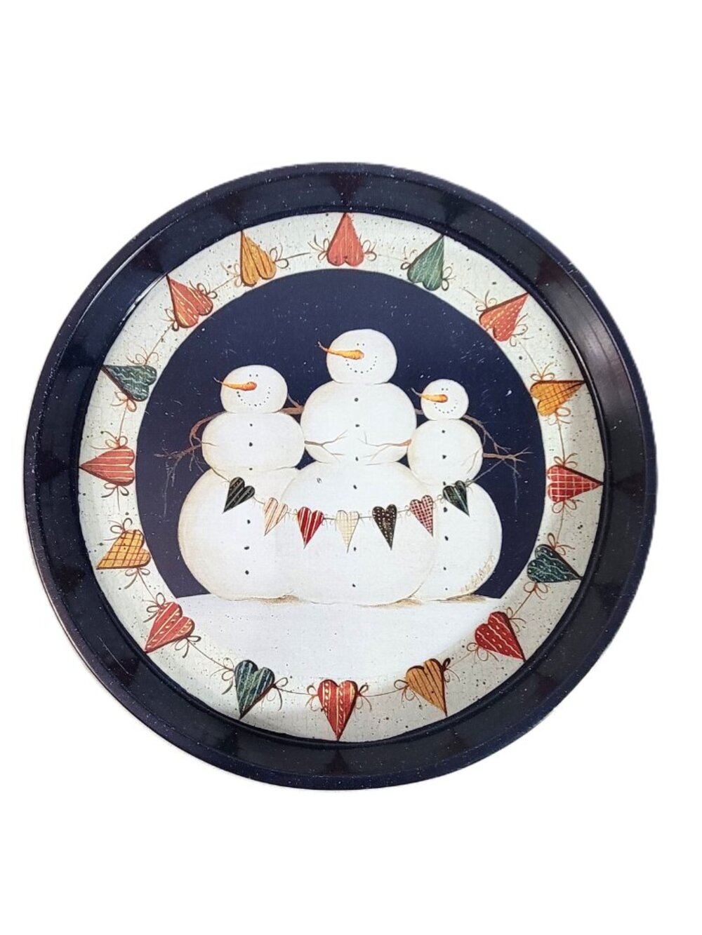 Vtg Dept 56 Once Upon a Starry Night Tin Serving Tray Snowmen Mary Beth Baxter